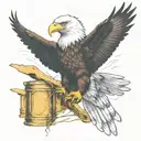 front facing fish eagle catching gold bar sigma male tattoo design idea