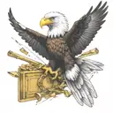 front facing fish eagle catching gold bar sigma male tattoo design idea