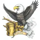 front facing fish eagle catching gold bar sigma male tattoo design idea