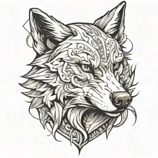 anthropomorphic wolf tattoo design idea