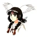 Native American girl with feathers and braids tattoo design idea