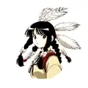 Native American girl with feathers and braids tattoo design idea