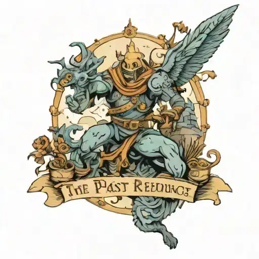 a dance Gavin dance inspired tattoo,with the words "the past is not the residence I choose to reside " tattoo design idea