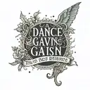 a dance Gavin dance inspired tattoo,with the words "the past is not the residence I choose to reside " tattoo design idea