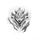 Combine a dragon and a wolf in a powerful and dynamic design tattoo design idea