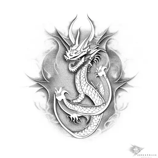Combine Oriental and dragao elements in a fierce dragon tattoo on the back tattoo design idea