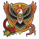 mexican eagle and snake  tattoo design idea