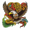 mexican eagle and snake  tattoo design idea