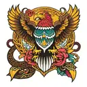 mexican eagle and snake  tattoo design idea