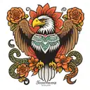 mexican eagle and snake  tattoo design idea