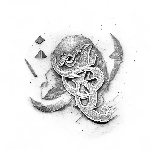 letters A, P and S tattoo design idea