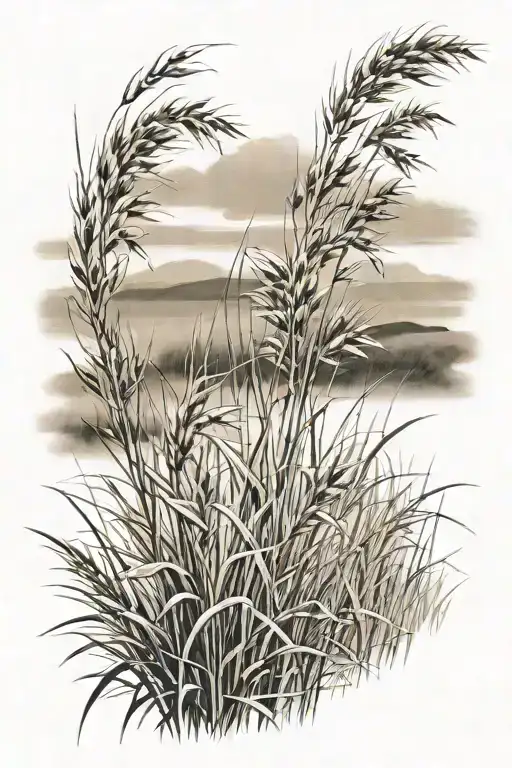 prairie grass background tattoo design idea
