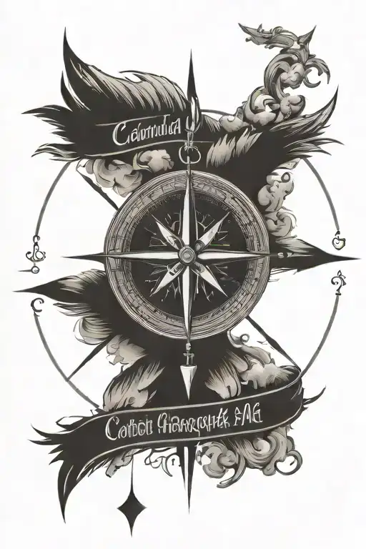 An intricate compass design with the Bible verse 'I can do all things through Christ who strengthens me' as the cardinal directions tattoo design idea