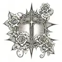 cross and rosses surrounded by clouds and sun rays  tattoo design idea
