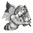 Angel holding a cross  tattoo design idea