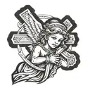 Angel holding a cross  tattoo design idea