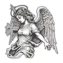 Angel holding a cross  tattoo design idea