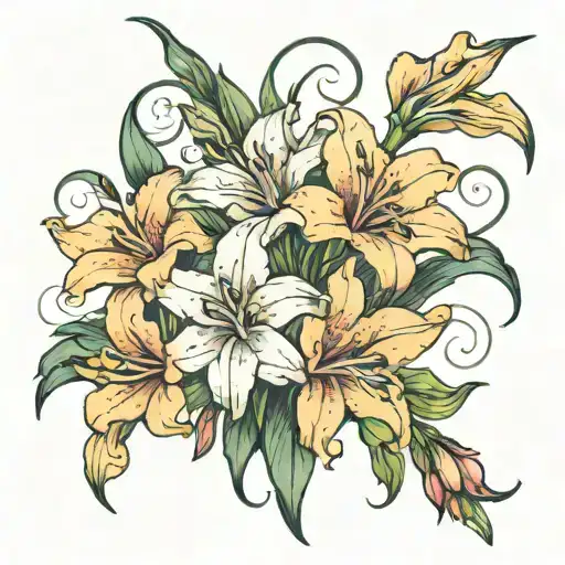 gladiolus and lily bouquets all blended together tattoo design idea
