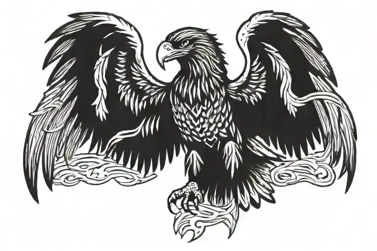Black eagle hunting tattoo design idea