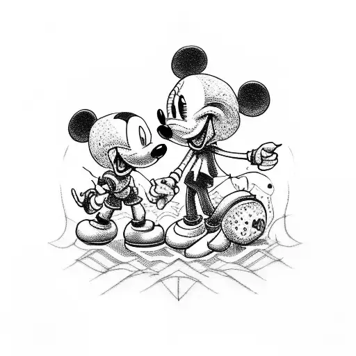 couple tattoo mickey tattoo design idea