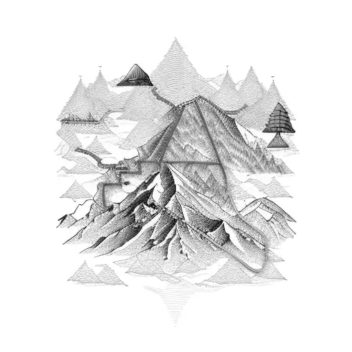 A map of Colorado with intricate details of disc golf courses and mountain ranges tattoo design idea