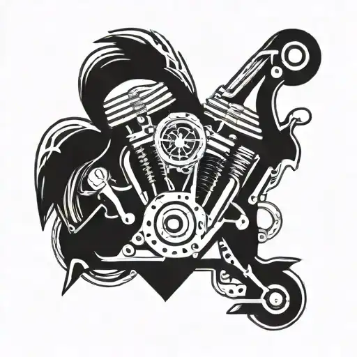 v-twin engine as a heart shape tattoo design idea