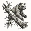 A bear claw marks on a tree trunk, representing the client's passion for hunting and connection to the wilderness tattoo design idea