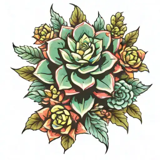 succulent plants tattoo design idea