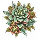 succulent plants tattoo design idea