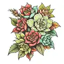 succulent plants tattoo design idea