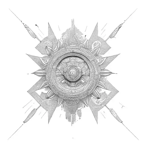 sun sea wings tattoo design idea