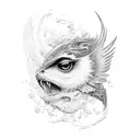 sun sea wings tattoo design idea