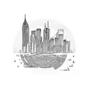 Turntable with a city skyline inside tattoo design idea