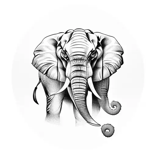 Elephant face and Lion face tattoo design idea
