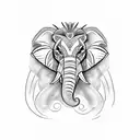 Elephant face and Lion face tattoo design idea