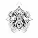 Elephant face and Lion face tattoo design idea