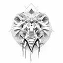 half Elephant face and half Lion face tattoo design idea