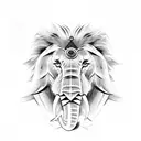 half Elephant face and half Lion face tattoo design idea