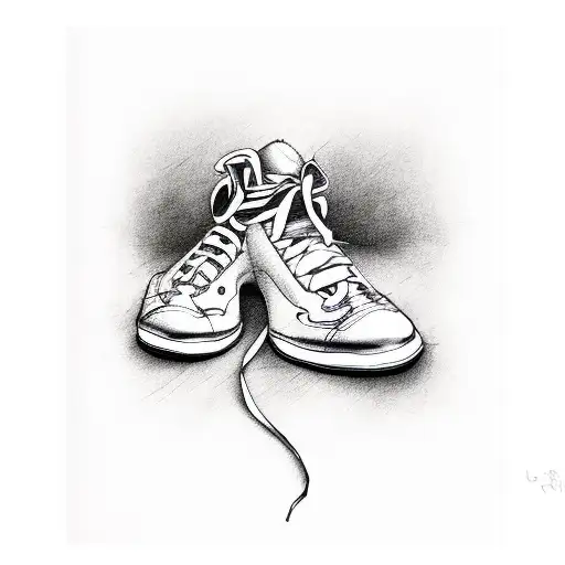 holding a balloon but instead of balloon it is shoes  tattoo design idea