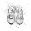 running shoes( spikes) held by hand like a balloon, signifying that running is lifting me up in life tattoo design idea