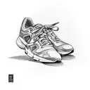 running shoes( spikes) held by hand like a balloon, signifying that running is lifting me up in life tattoo design idea