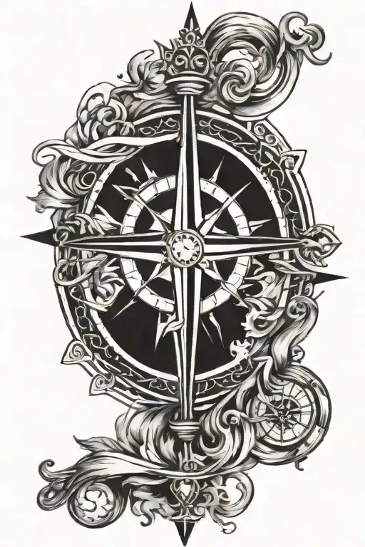 cross and compass tattoo design idea