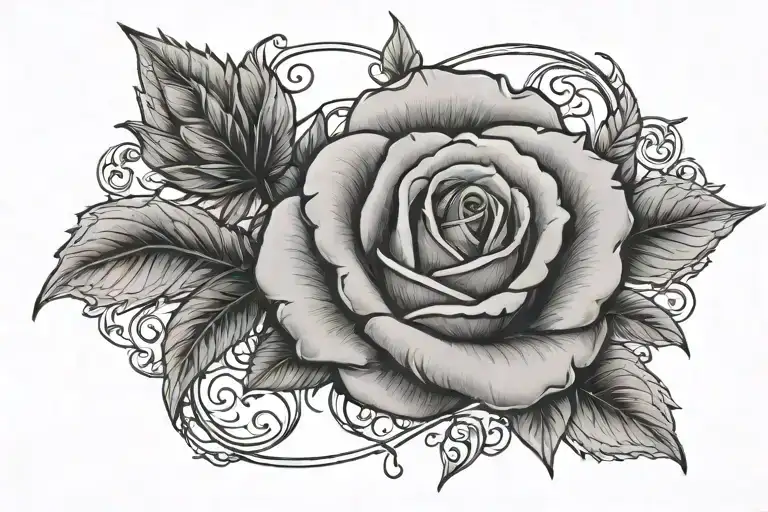 28 in Roman numerals underlined by a rose tattoo design idea