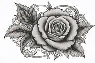 28 in Roman numerals underlined by a rose tattoo design idea