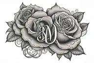 28 in Roman numerals underlined by a rose tattoo design idea