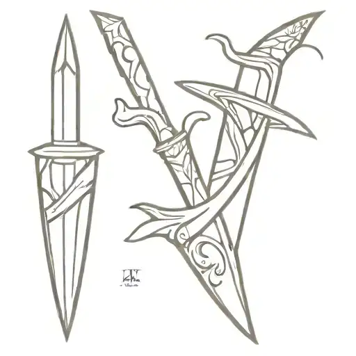 italian dagger stiletto tattoo design idea
