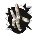 Create a geometric pattern tattoo on the middle finger for a man tattoo design idea