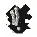 Create a geometric pattern tattoo on the middle finger for a man tattoo design idea