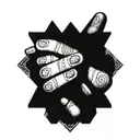 Create a geometric pattern tattoo on the middle finger for a man tattoo design idea