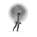 a person standing in front of a sphere tattoo design idea